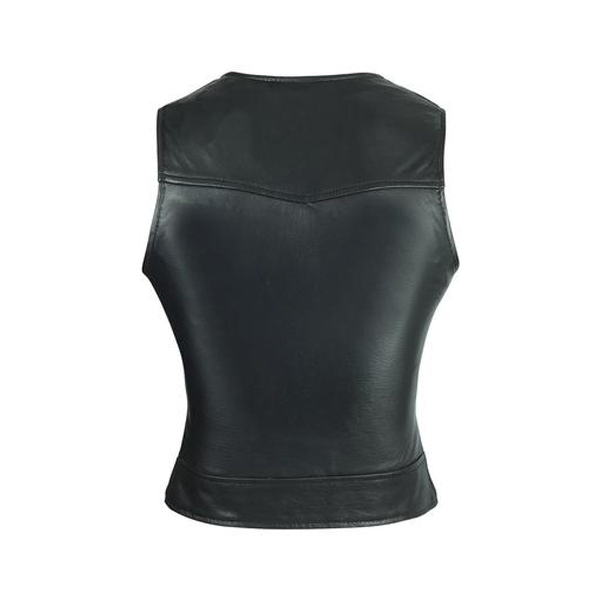 High Mileage HML1041 Womens Lady Biker Leather Motorcycle Vest - Back View