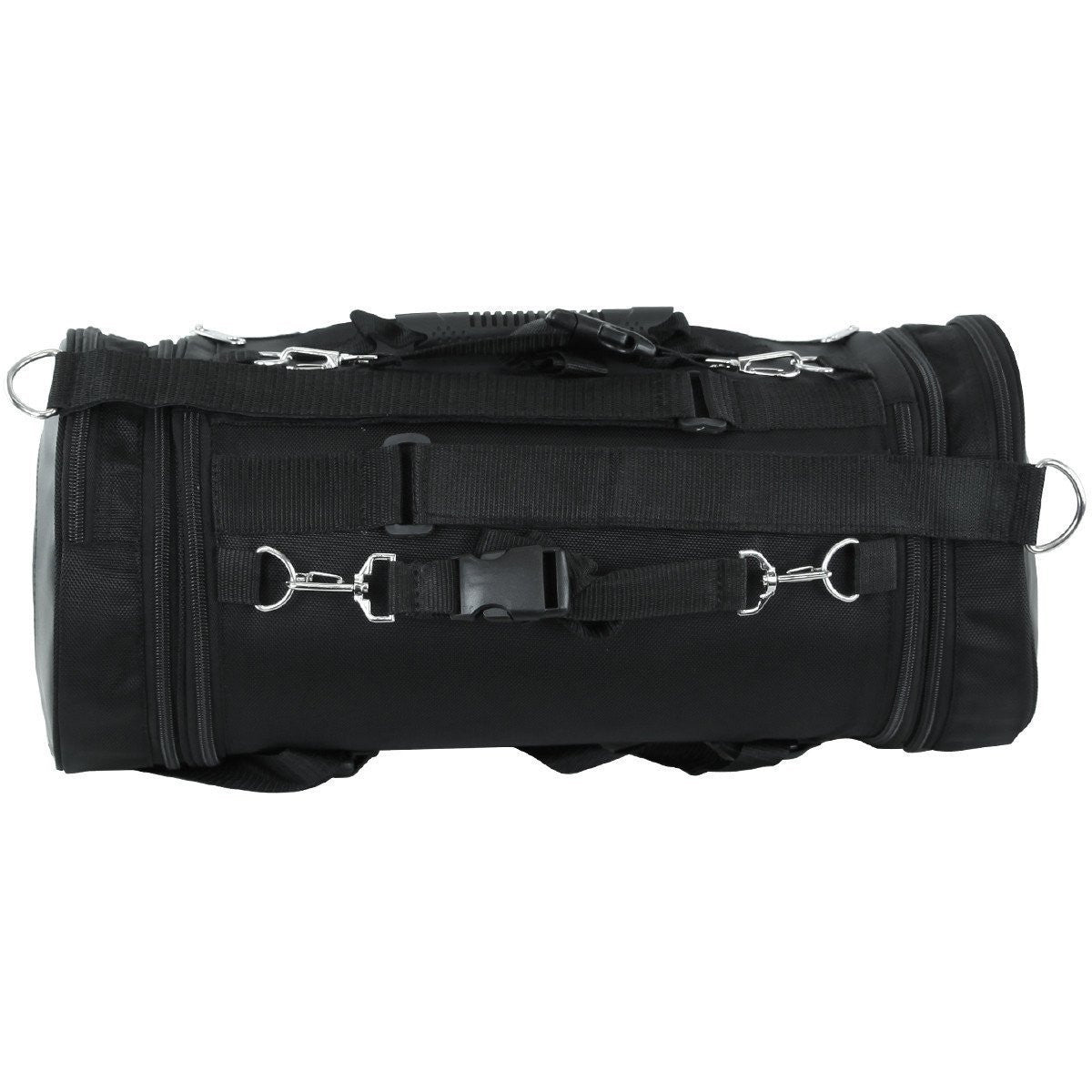 Vance VS380 Black Expandable Motorcycle Roll Bag -Back View