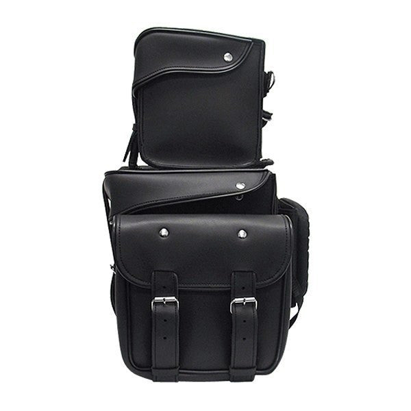 Vance VS339 Black 4 Piece Motorcycle Travel Luggage Sissy Bar Bag