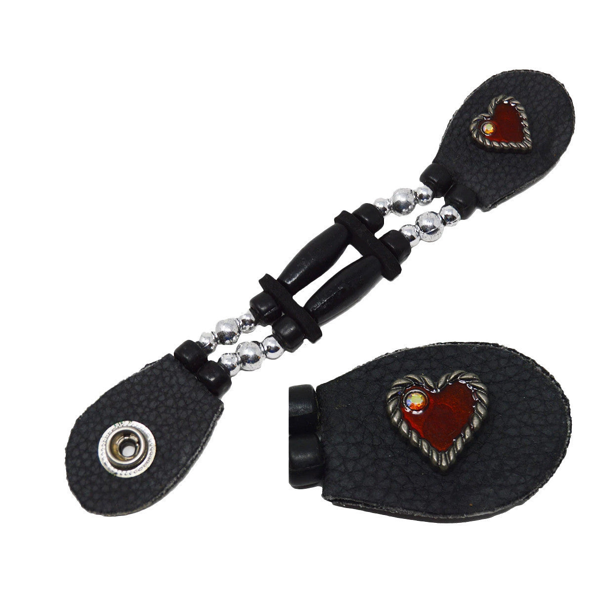 Vance Leather Biker Motorcycle Vest Extenders - Bead heart