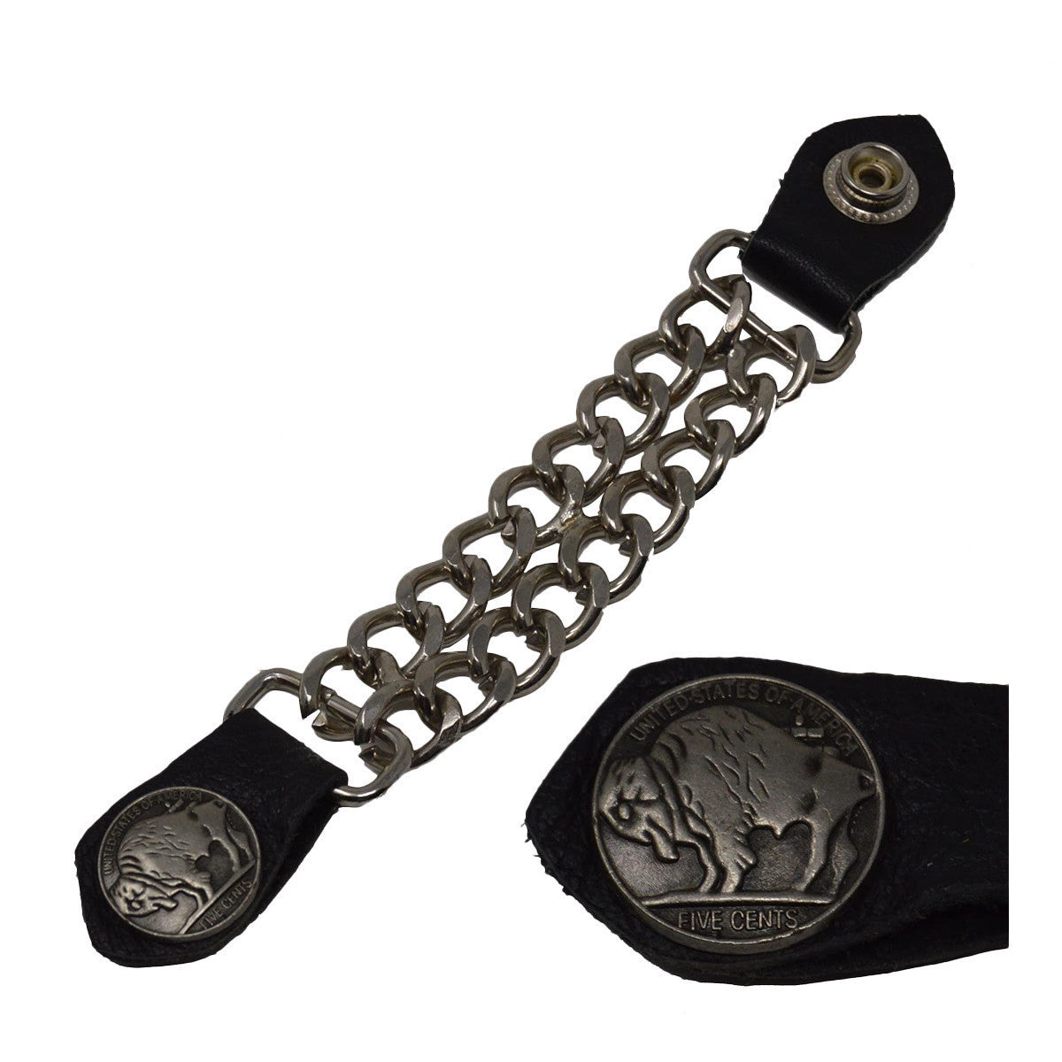 Vance Leather Biker Motorcycle Vest Extenders - Buffalo nickel