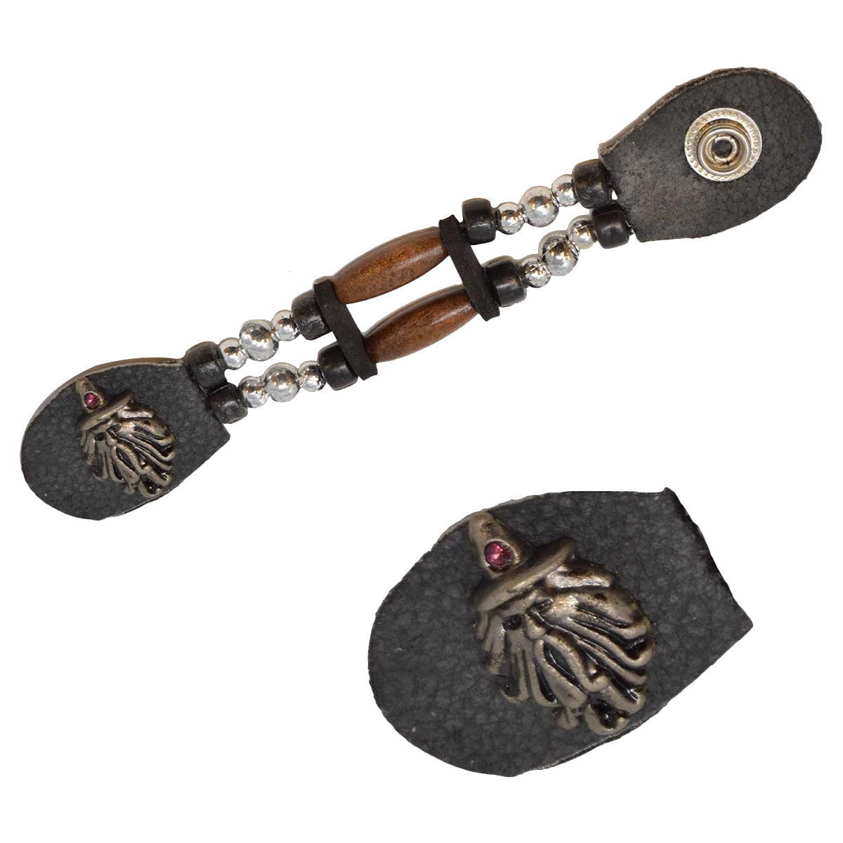 Vance Leather Biker Motorcycle Vest Extenders - Brown bead wizard