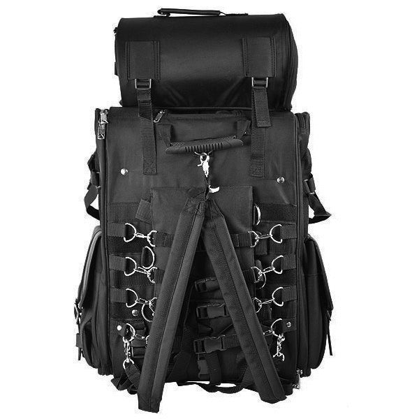 Vance VS34 Black Plain and Studded Large Heavy Duty Deluxe Motorcycle Luggage Travel Sissy Bar Bag
