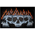 Vance VS366 Black Embroidered Reflective Skull Design Motorcycle Luggage Travel Sissy Bar Roll Trunk Bag - Orange Flame