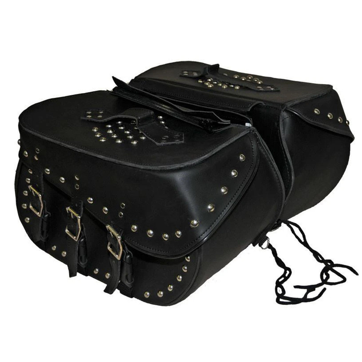 Vance VS227 Black Motorcycle Saddlebags for Honda Yamaha Kawasaki Indian and Harley Davidson Motorcycles