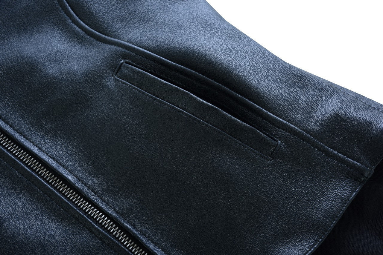 Vance Leather VL631 Women's Black Soft Cowhide Leather Sporty Scooter Crossover Biker Motorcycle Riding Jacket - close ups