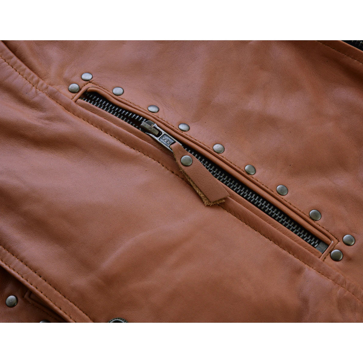 High Mileage HML1103T Ladies Premium Brown Vest with Fringes and Rivets - Life Image