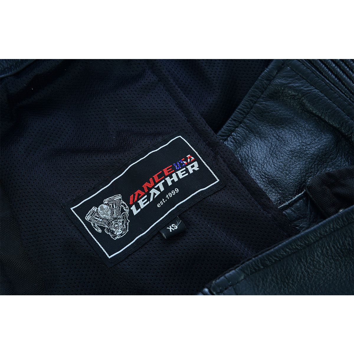 Vance Leather VL806S Mens and Womens All Season Black Zip-out Insulated Pants Style Biker Leather Motorcycle Chaps - Detail