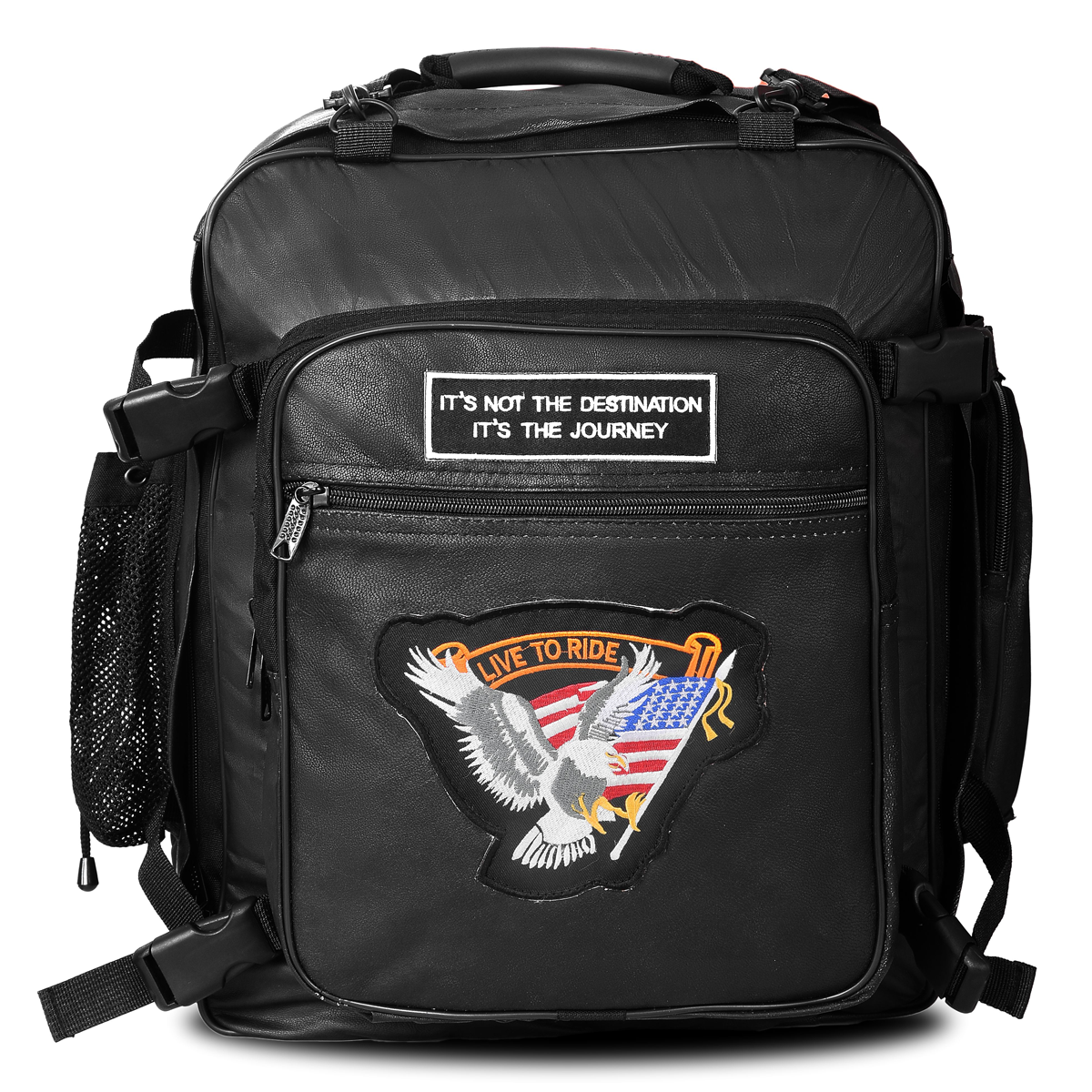 Vance-VS326-Rival-Series-3pc-Rock-Design-Top-grain-High-Quality-Leather-Sissy-Bar-Bag-Set-front