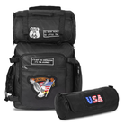 Vance-VS326-Rival-Series-3pc-Rock-Design-Top-grain-High-Quality-Leather-Sissy-Bar-Bag-Set-front