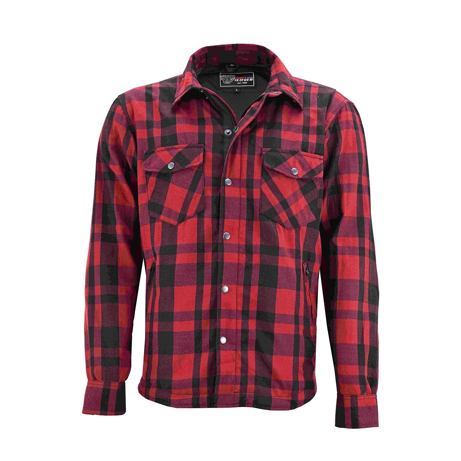 mens-armored-motorcycle-flannel-shirt-multiple-pockets-ce-level-2-armor-reinforced-by-kevlar-by-dupont-water-resistant-red-front