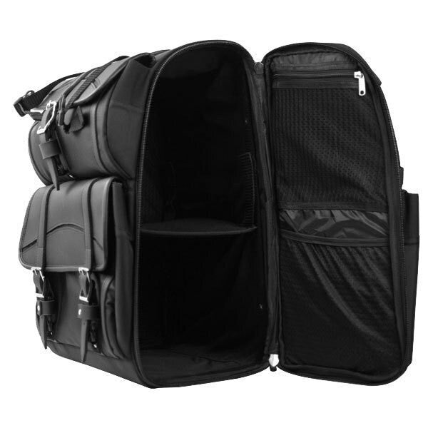Vance VS348 Black Extra Large 2-Piece Motorcycle Travel Touring Sissy Bar Bag