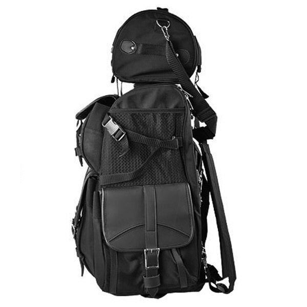 Vance VS348 Black Extra Large 2-Piece Motorcycle Travel Touring Sissy Bar Bag - side 2