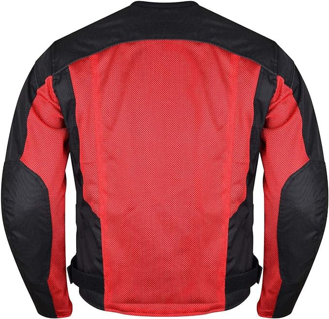 Vance-VL1627RB-Mens-Red-Black-Advanced-3-Season-Mesh-Textile CE-Armor-Motorcycle-Jacket-Back-view
