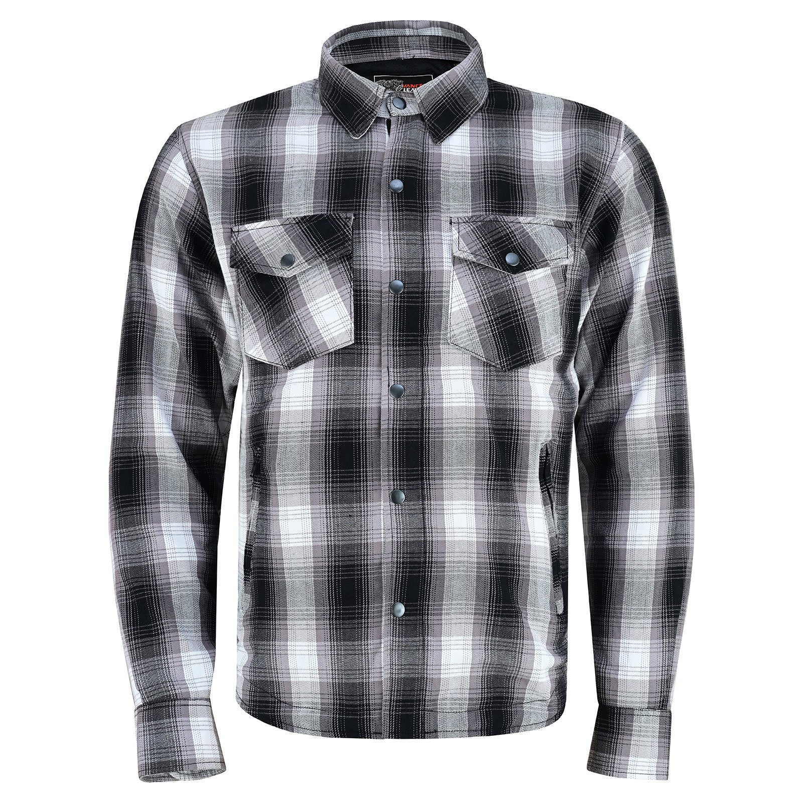 Men’s Timberwolf Armored Flannel Motorcycle Shirt w/Underarm Ventilation & CE Approved Armor Reinforced w/Aramid Fiber - Front View