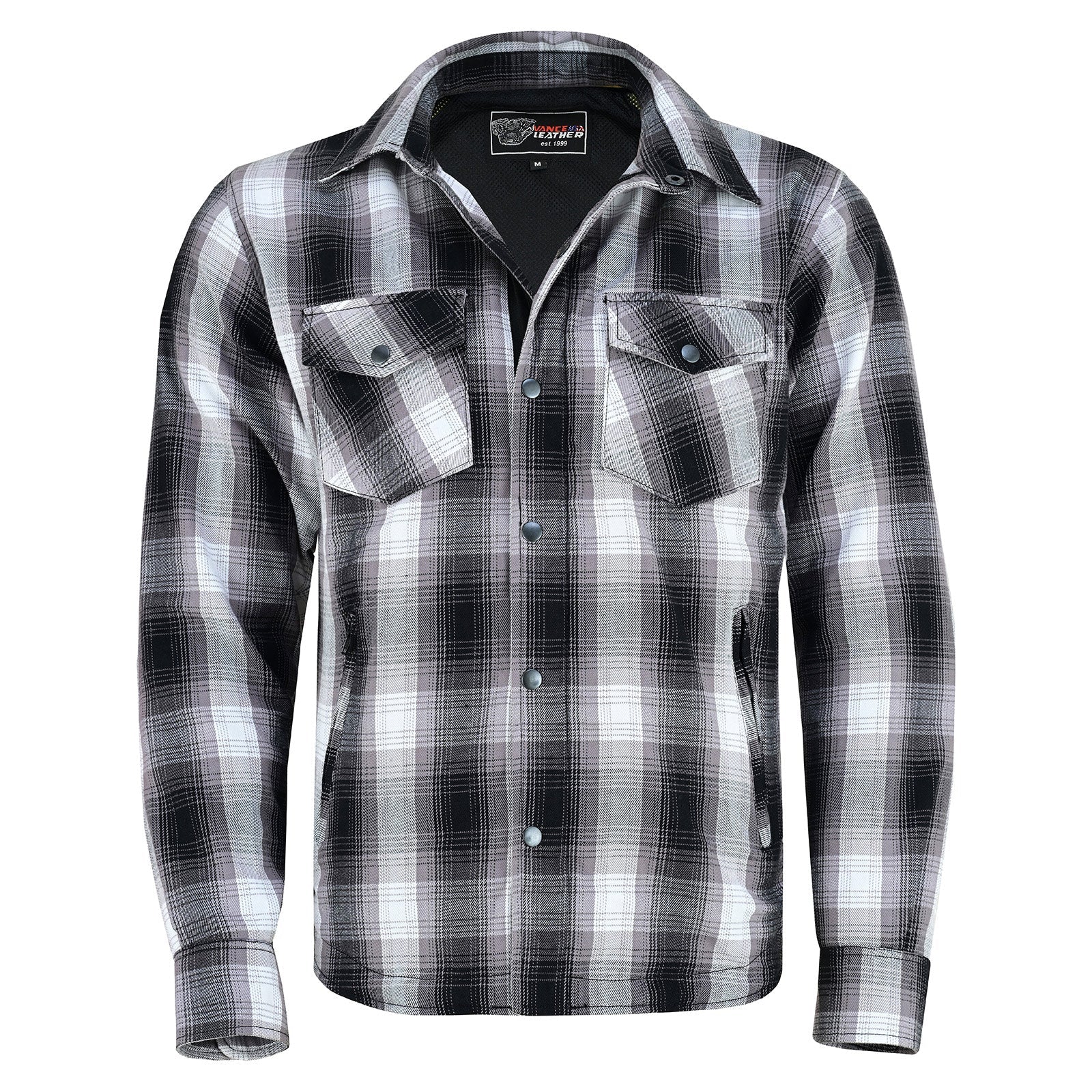 Men’s Timberwolf Armored Flannel Motorcycle Shirt w/Underarm Ventilation & CE Approved Armor Reinforced w/Aramid Fiber - Front View