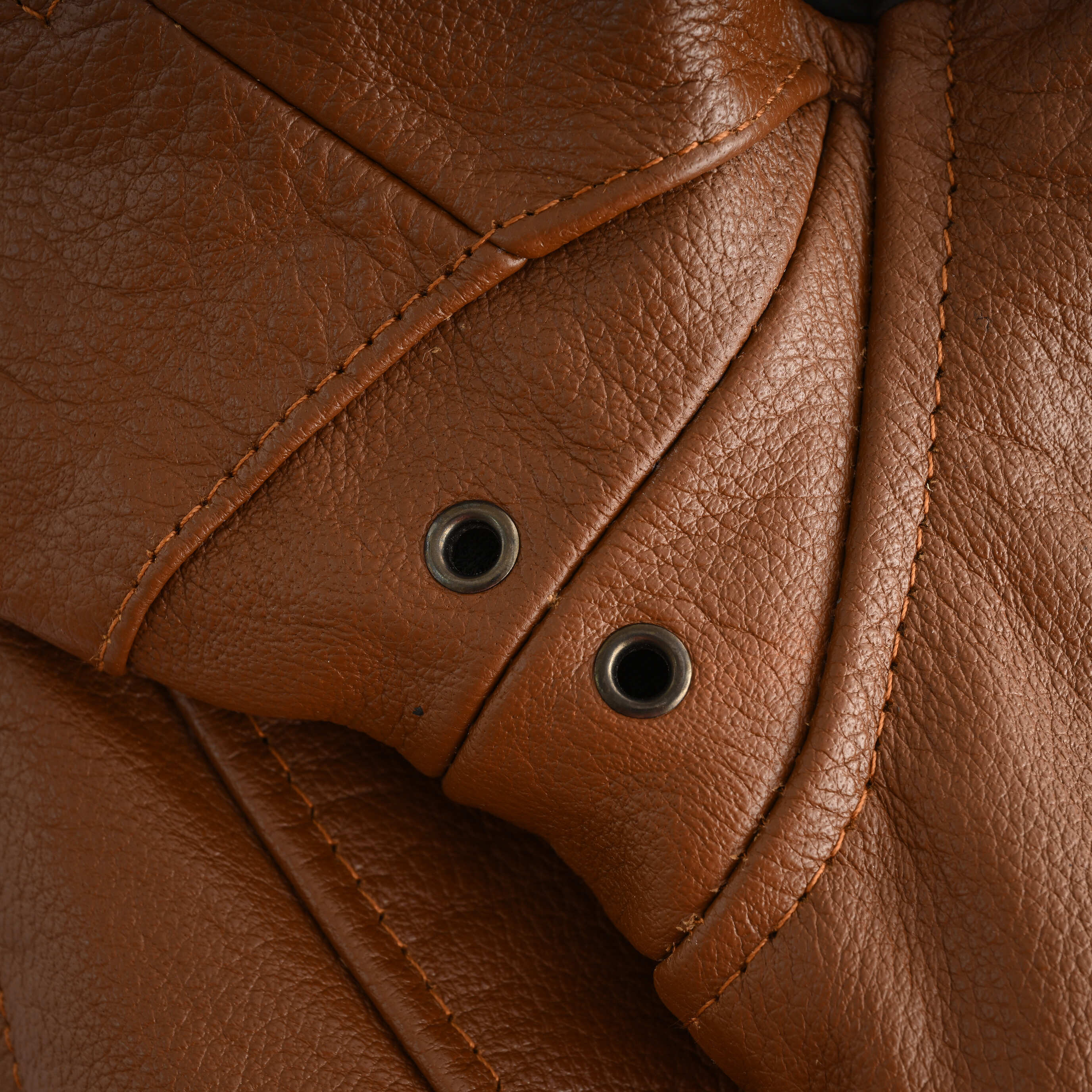 Men's Cognac Brown Premium Cowhide Cafe Racer Leather Motorcycle Jacket with Zipper Vents - Underarm