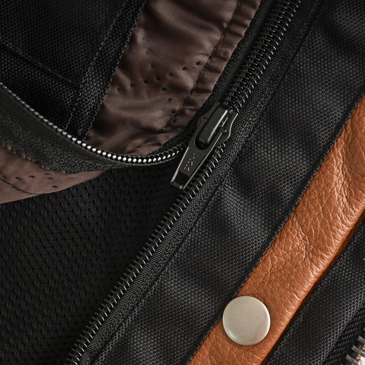 Men's Cognac Brown Premium Cowhide Cafe Racer Leather Motorcycle Jacket with Zipper Vents - Removable Liner