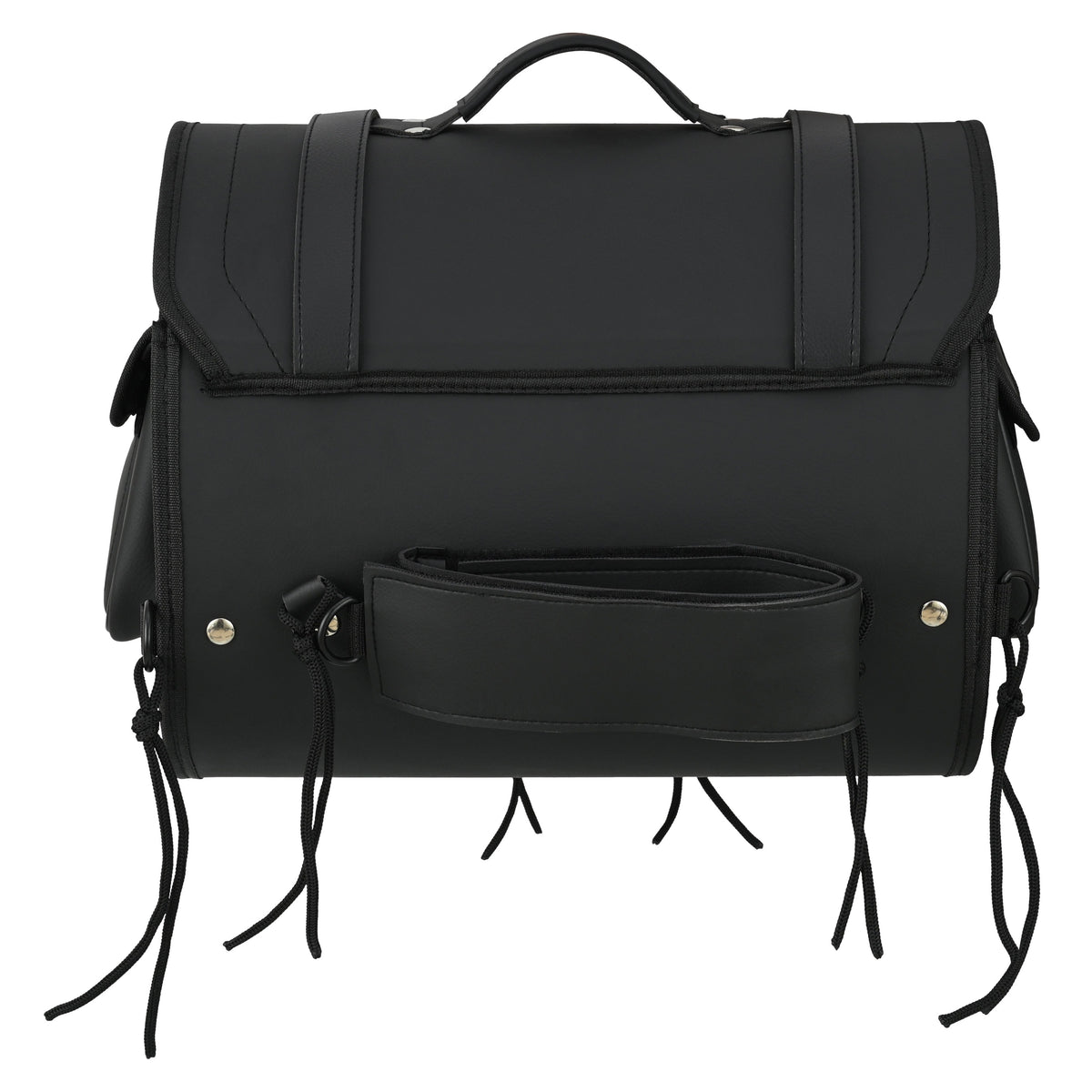 Vance Premium PVC Motorcycle Tail Bag | Durable Travel Storage Roll Bag with Quick-Release Straps & Side Pockets - Back View