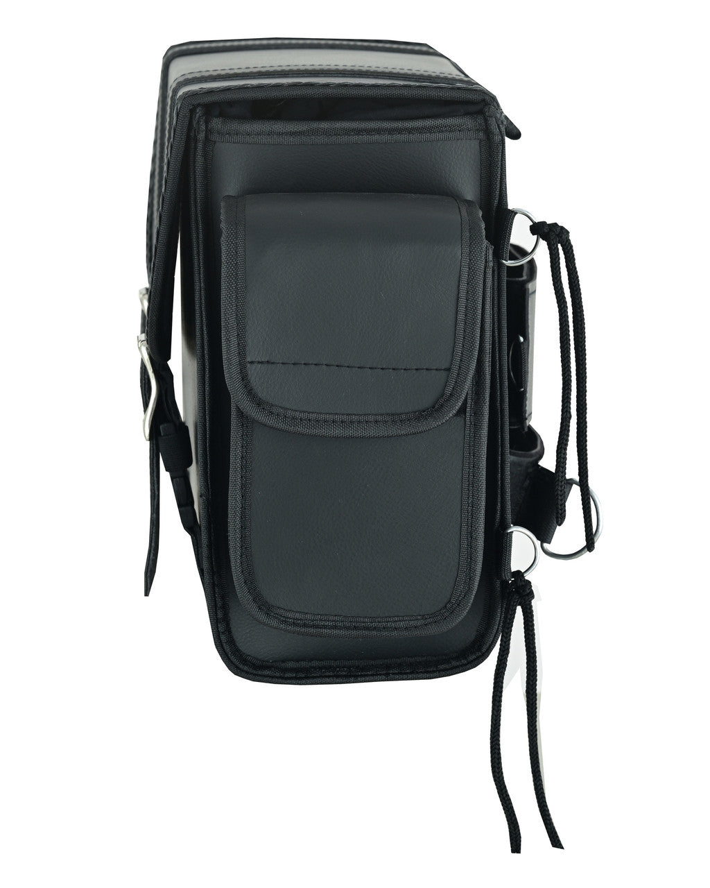 Vance VS320 Medium Black Braided Motorcycle Sissy Bar Bag for Harley Davidson Motorcycles-Side Pocket