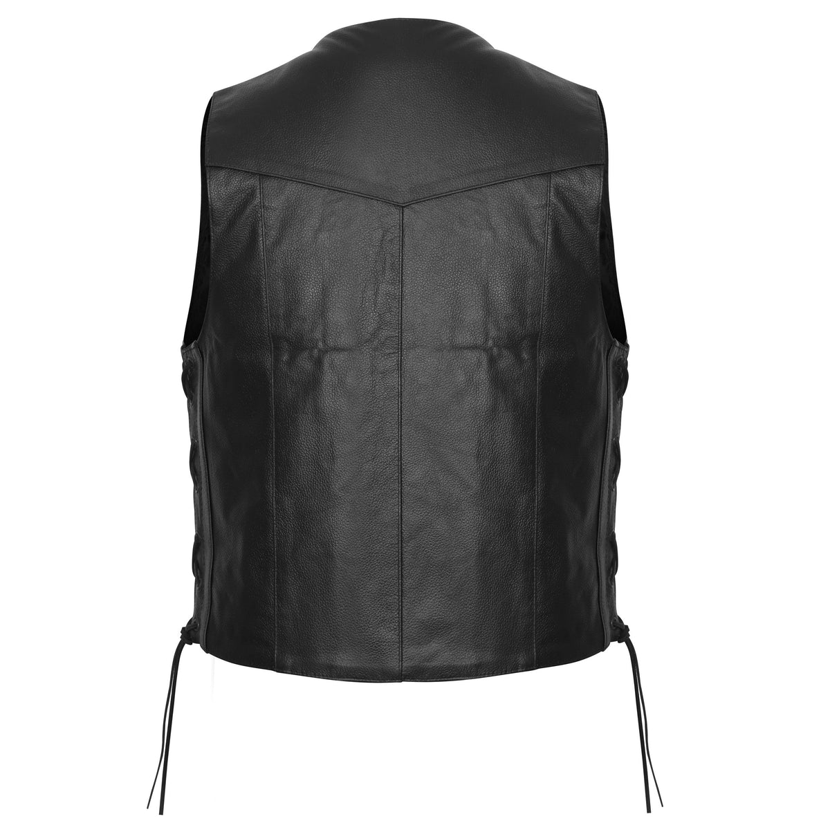 Vance Kids Black Cowhide Leather Side Lace Motorcycle Biker Vest - back