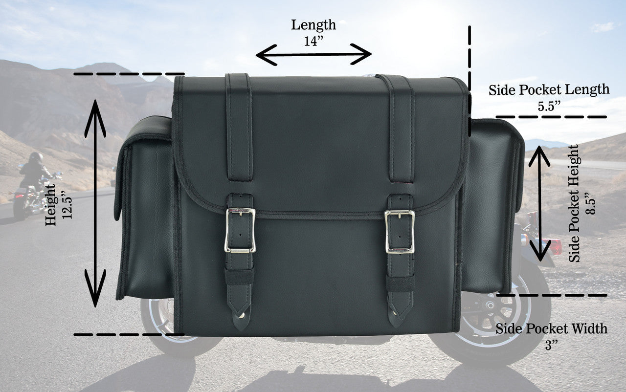 Vance VS318 Medium Black Plain Motorcycle Sissy Bar Bag for Harley Davidson Motorcycles-Sizing