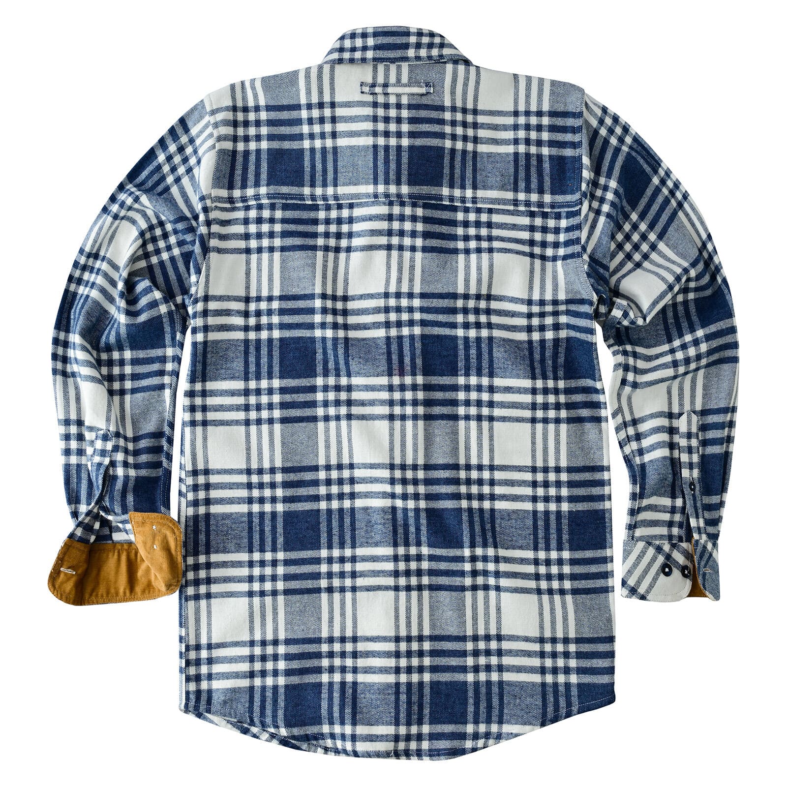Men's Glacier Blue & White Long Sleeve Plaid Button Down Casual Flannel Shirt - Flat Back