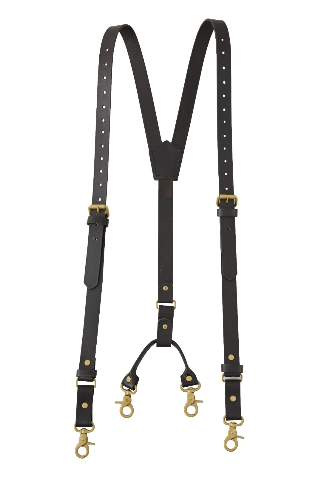 Men’s Premium Leather Y-Back Suspenders, Heavy-Duty Adjustable Braces w/ Brass Swivel Snap Hooks for Jeans & Trousers
