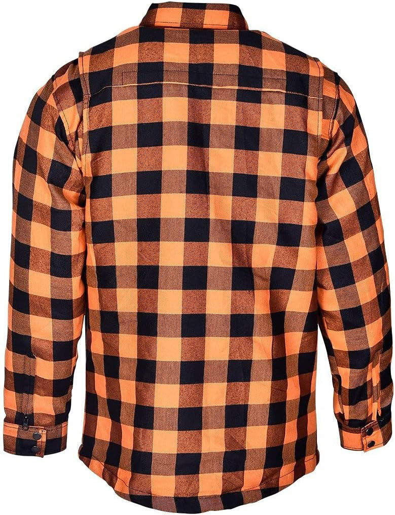 Vance Leathers USA's Riding Shirts Waterproof Zippers & C.E. Armor -Orange-Black-Back