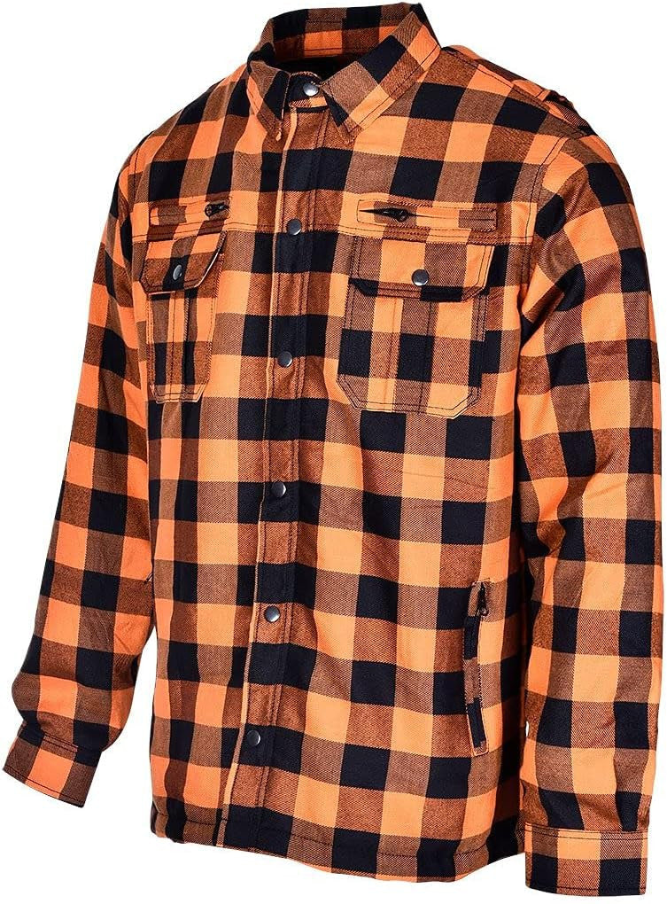 Vance Leathers USA's Riding Shirts Waterproof Zippers & C.E. Armor -Orange-Black-Side