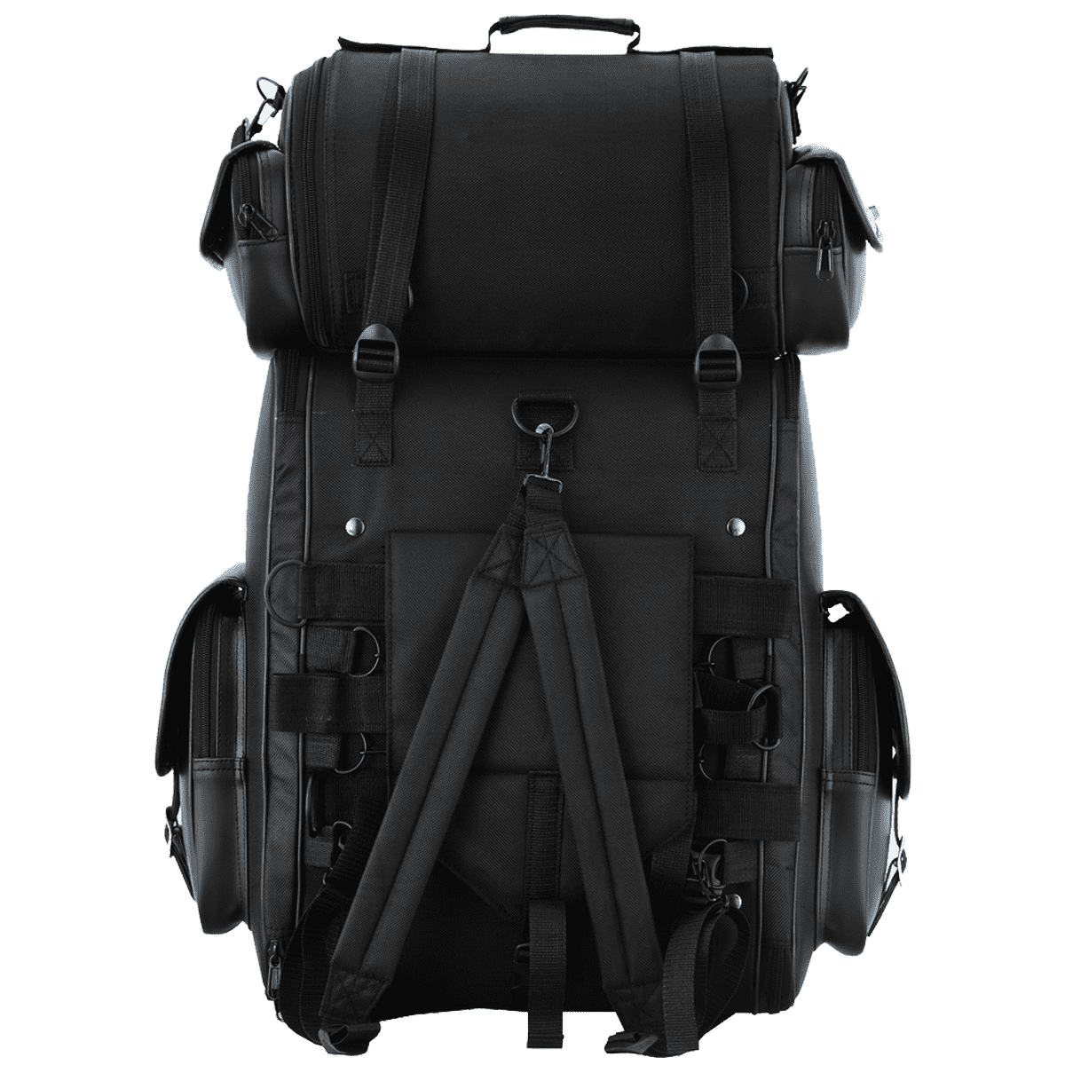 Vance VS1349 Black Studded Large Deluxe Motorcycle Luggage Travel Touring Sissy Bar Bag - Back View