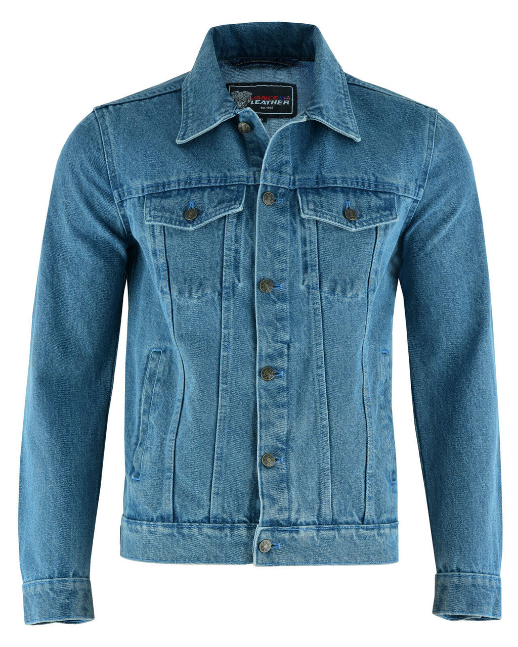 vance-mens-light-blue-heavy-duty-denim-button-front-motorcycle-jacket-jean-jacket-for-men-front-view