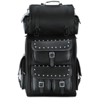 Vance VS1349 Black Studded Large Deluxe Motorcycle Luggage Travel Touring Sissy Bar Bag