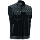Vance-Leathers-VB924WH-Men's-Denim-Leather-Motorcycle-Vest-with-White-Stitching-main