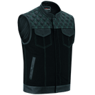 Vance-Leathers-VB924GN-Men's-Denim-Leather-Motorcycle-Vest-with-Green-Stitching-main