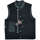 Vance-Leathers-VB924GN-Men's-Denim-Leather-Motorcycle-Vest-with-Green-Stitching-conceal carry pocket