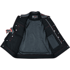 Vance-Leathers-VB924RD-Men's-Denim-Leather-Motorcycle-Vest-with-Red-Stitching-inner-view