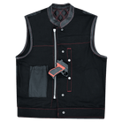 Vance-Leathers-VB924RD-Men's-Denim-Leather-Motorcycle-Vest-with-Red-Stitching-conceal carry pocket
