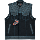 Vance-Leathers-VB924BL-Men's-Denim-Leather-Motorcycle-Vest-with-Blue-Stitching-inside-pocket