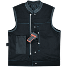 Vance-Leathers-VB924BL-Men's-Denim-Leather-Motorcycle-Vest-with-Blue-Stitching-conceal carry pocket