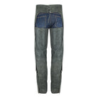 High Mileage HM814DG Men and Women Premium Cowhide Vintage Distressed Gray Biker Leather Motorcycle Chaps - Back View