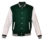 Mens MJ590 Wool with Real Leather Premium Varsity Letterman Jacket