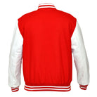 Mens MJ590R Red Wool with Real Leather Premium Varsity Letterman Jacket