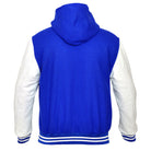 Mens MJ592 Wool with Real Leather Premium Varsity Jacket with Hoodie