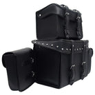 Vance VS339 Black Studded 4 Piece Motorcycle Travel Luggage Sissy Bar Bag