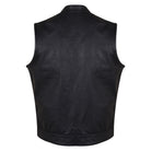 Vance VL914S Men's Black Zipper and Snap Closure Concealed Carry SOA Style Leather Biker Motorcycle Vest - Back View