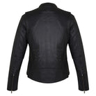 High Mileage HML638B Women's Lace and Grommet Detail Black Goatskin Leather Lady Biker Motorcycle Fashion Jacket - Rear View