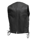 Vance VL1051 Womens Black Braided Lady Biker Leather Motorcycle Vest - Back