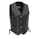 Vance VL1051 Womens Black Braided Lady Biker Leather Motorcycle Vest