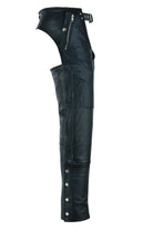 Vance Leather VL811S Men and Women Black Four Pocket Biker Leather Motorcycle Chaps - Side
